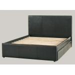 Deluxe Leather King Single Bed with 6 drawers- Black